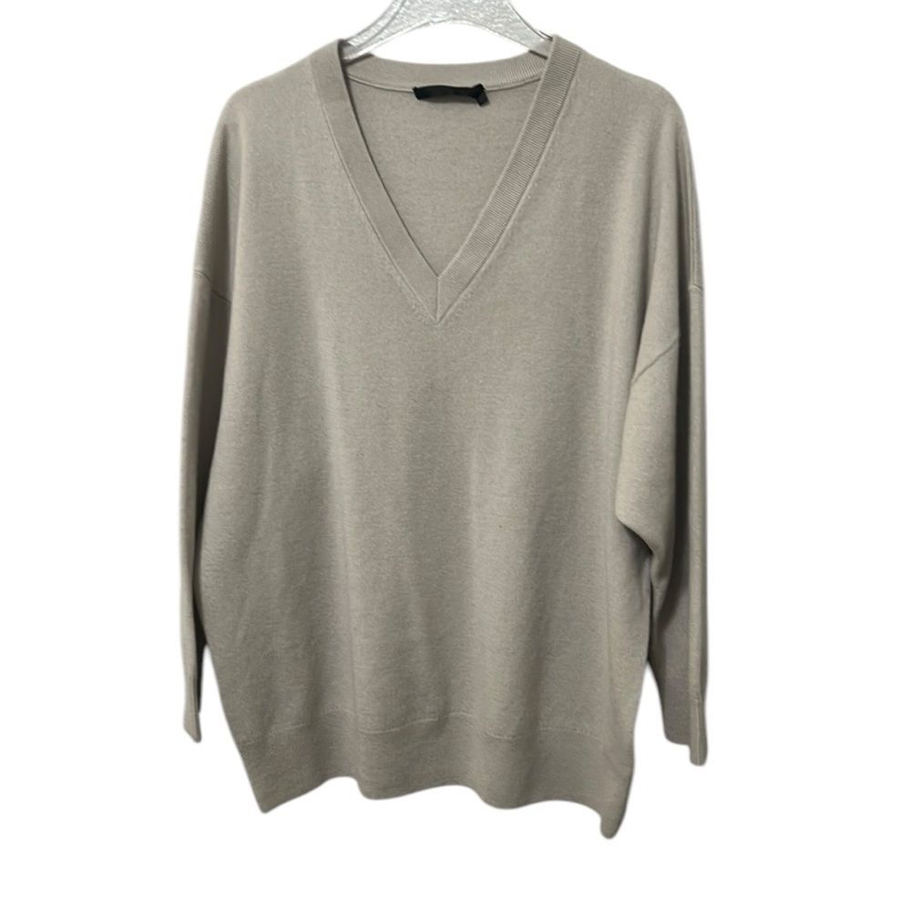 Jenni Kayne Charlie Cashmere V-Neck Tunic Sweater in Dove Size M